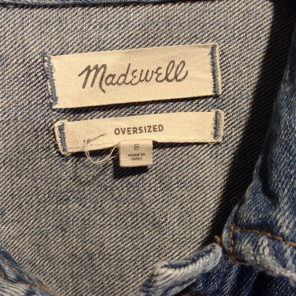 Madewell The Oversized Jean Jacket Distressed Women's Small - Picture 3 of 3